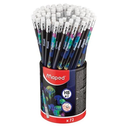 Ołówek z gumką Deepsea HB w kubku 72 szt display Maped 851810 Ołówek z gumką Deepsea HB w kubku 72 szt display Maped 851810