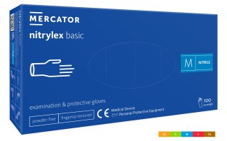 Rękawice nitrylowe bezpudrowe MERCATOR, nitrylex basic, (100 szt.), rozmiar XL, granatowe