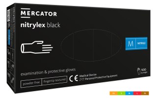 Rękawice nitrylowe bezpudrowe diagnostyczne MERCATOR, nitrylex basic, (100 szt.), rozmiar L, czarne