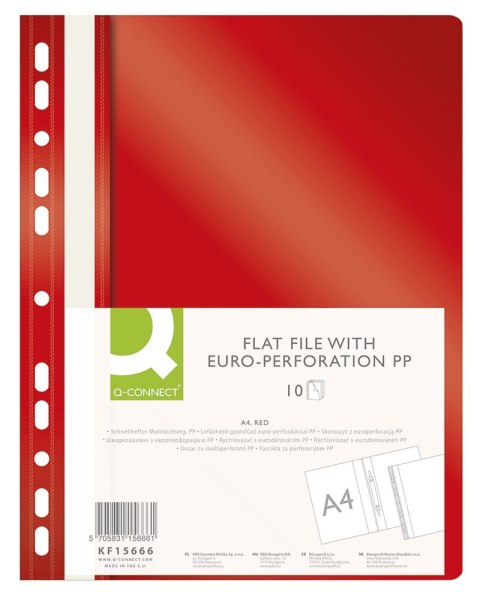 Skoroszyt Q-CONNECT, PP, A4, standard, 120/170mikr., wpinany, czerwony KF15666 Skoroszyt Q-CONNECT, PP, A4, standard, 120/170mikr., wpinany, czerwony KF15666