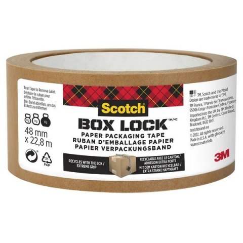 Taśma pakowa SCOTCH®Box Lock, papierowa, 48mm x 22,8m, 1szt., brązowa 7100292556 Taśma pakowa SCOTCH®Box Lock, papierowa, 48mm x 22,8m, 1szt., brązowa 7100292556