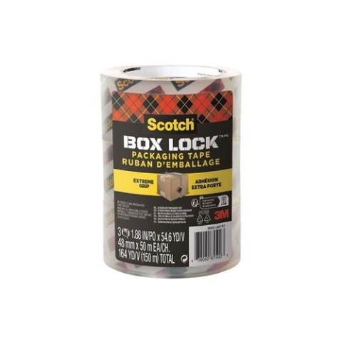 Taśma pakowa Scotch® Box Lock™, transparentna, 48mm x 50m, 3 rolki/opakowanie 7100262924 Taśma pakowa Scotch® Box Lock™, transparentna, 48mm x 50m, 3 rolki/opakowanie 7100262924