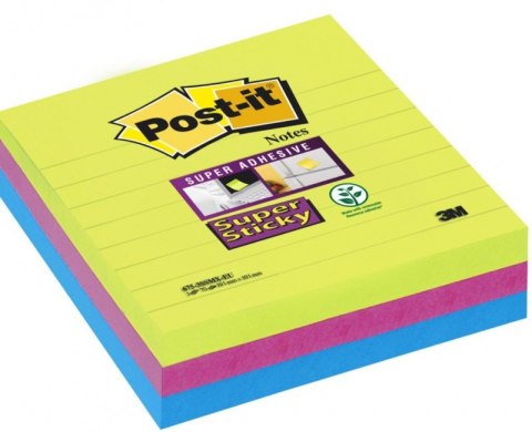Karteczki_samoprzylepne POST-IT Super Sticky XL w linię (675-3SSMX), 101x10, 1mm, 3x70 kart., paleta marrakesz, 3M-70005