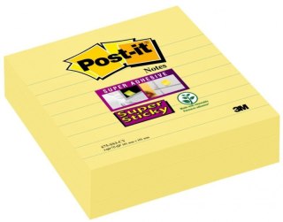 Karteczki samoprzylepne POST-IT Super Sticky XL w linię (675-SS3-CY), 101x10, 1mm, 3x70 kart., żółte