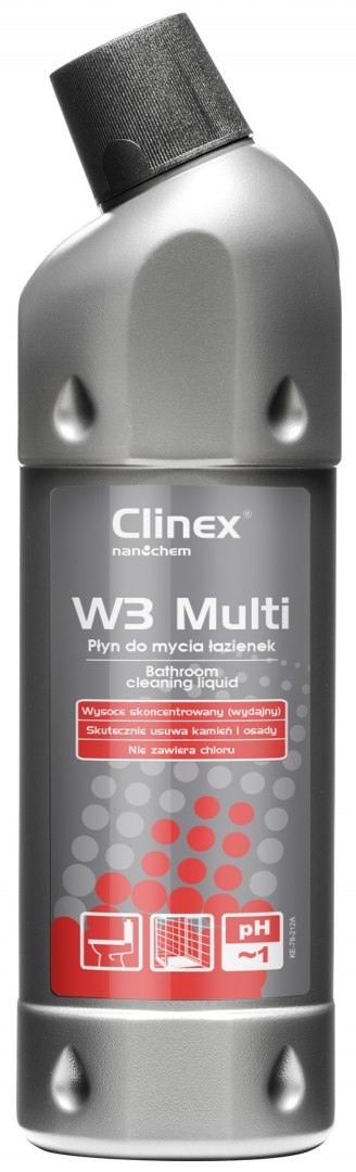Koncentrat-CLINEX do mycia sanitar.i łazienek W3 MULTI, 1L CL77076 (X) Koncentrat-CLINEX do mycia sanitar.i łazienek W3 MULTI, 1L CL77076 (X)