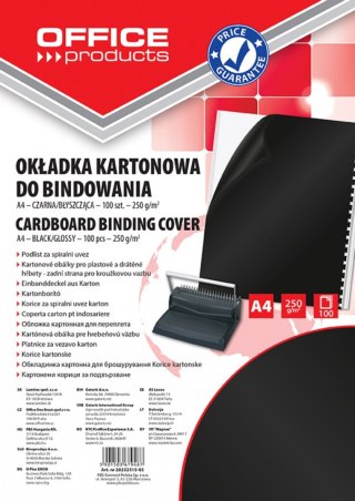 Okładki do bindowania , karton, A4, 250gsm, błyszczące, 100szt., czarne, typu OFFICE PRODUCTS 20232515-05