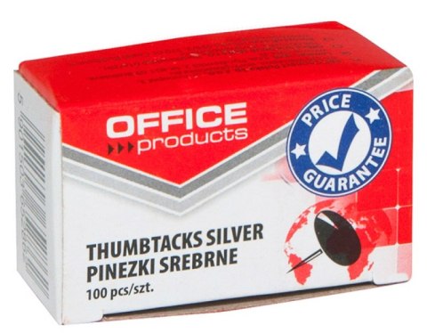 Pinezki klasyczne , 100szt., srebrne, typu OFFICE PRODUCTS 18195013-19