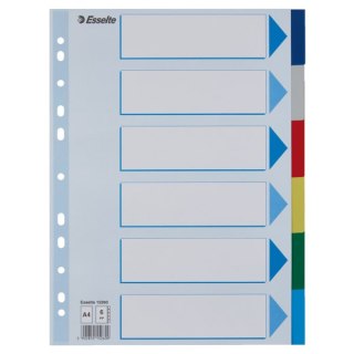 Przekładki plastikowe z PP A4 Esselte, 6 kart, , 15260