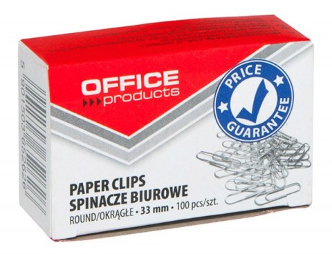 Spinacze okrągłe , 33mm, 100szt., srebrne, typu OFFICE PRODUCTS 18083315-19 Spinacze okrągłe , 33mm, 100szt., srebrne, typu OFFICE PRODUCTS 18083315-19