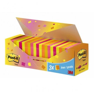 Bloczek samoprzylepny POST-IT_ (654-NP24), 76x76mm, 21+3x100 kart., mix kolorów, 3 bloczki GRATIS