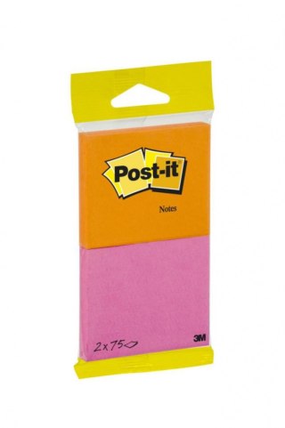 Bloczek samoprzylepny POST-IT_ (6720-PO),76x63,5mm, 2x75 kart., zawieszka, pomarańczowo-różowy