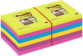 Bloczek samoprzylepny POST-IT_ Super Sticky, 76x76mm, ZESTAW 12x90 kart., (12) neonowe 654 -12SSUC (X)
