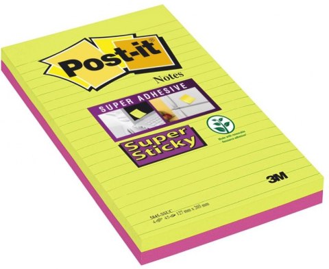 Bloczek samoprzylepny POST-IT_ Super Sticky XXXL w linię (5845- SS), 127x203mm, 2x45 kart., paleta marrakesz