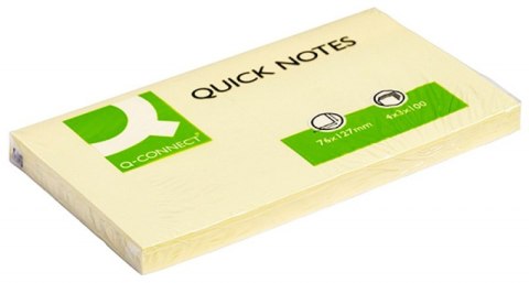 Bloczek samoprzylepny Q-CONNECT, 127x76mm, 1x100 kart., jasnożółty KF10503