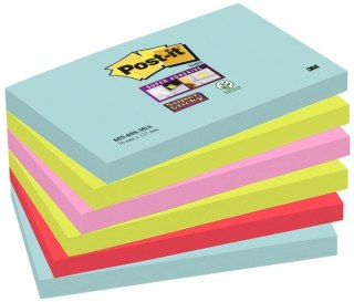 Bloczki samoprzylepne POST-IT_ Super Sticky (655-6SS-MIA), 76x127mm, 6x90 kart., paleta Miami