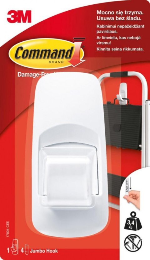 Hak wielokrotnego użytku COMMAND_ Jumbo (17004 PL), duży, biały