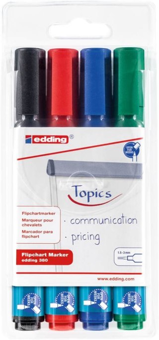 Marker flipchart okrągły 1.5-3mm - komplet 4szt EDDING 380/4S