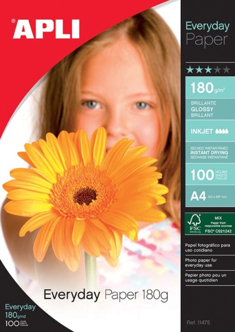 Papier FOTO A4 180g(100AP11475)100ark. do d.atram.EVERYDAY błysk APLI