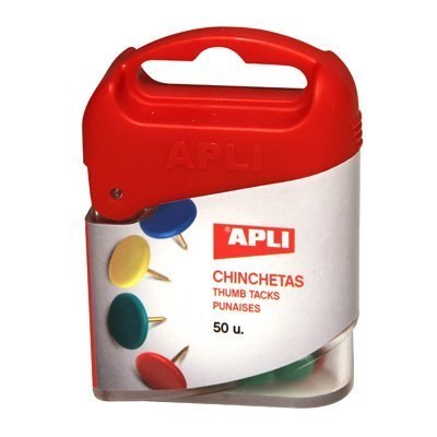 Pinezki kolorowe 50szt.APLI 12347 pudełko plastik
