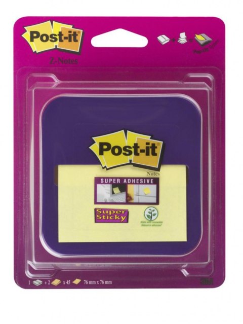 Podajnik do karteczek samoprzylepnych POST-IT_ Z-Notes (VD-330), fioletowy, w zestawie 2 bloczki Super Sticky Z-Notes