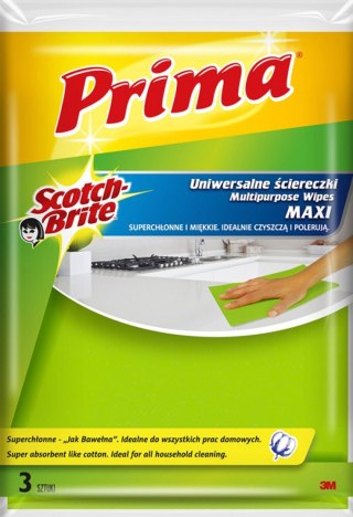 Ściereczki uniwersalne PRIMA Maxi Jak bawełna, 3szt., żółte