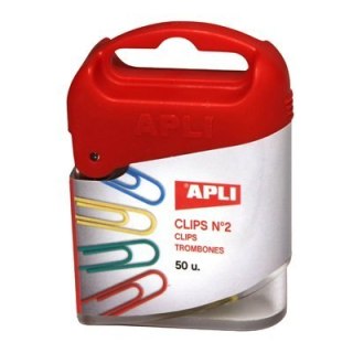 Spinacze kolorowe 50szt.APLI 12346 pudełko plastik