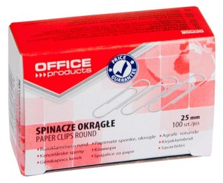 Spinacze okrągłe OFFICE PRODUCTS, 25mm, 100szt., srebrne 18082515-19