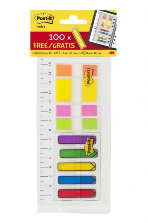 Zestaw szkolny zakładek POST-IT_ (683-3+680-1+684-ARR1), z linijką, mix kolorów, 3M-UU004905160