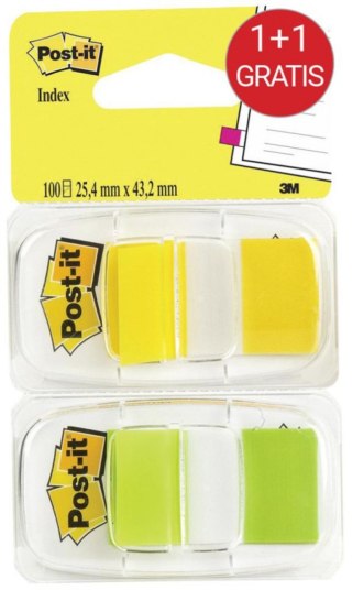 Zestaw zakładek indeksujących Post-it_ (6923SP-45PO), pp, 25,4x43,1mm, 2x50 kart., żółty/zielony