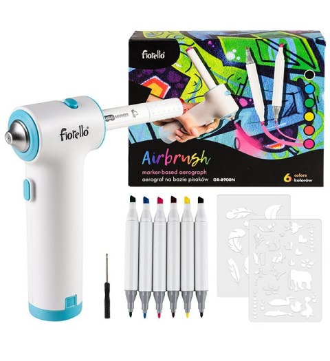 Airbrush zestaw spray: pistolet + markery Fiorello GR-8900N 170-2788