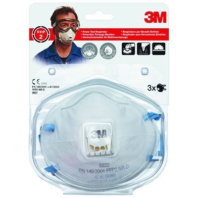 Półmaska filtrująca przeciw pyłom,mgłom(3)3M z zaworem8822 FFP2 XA004838836