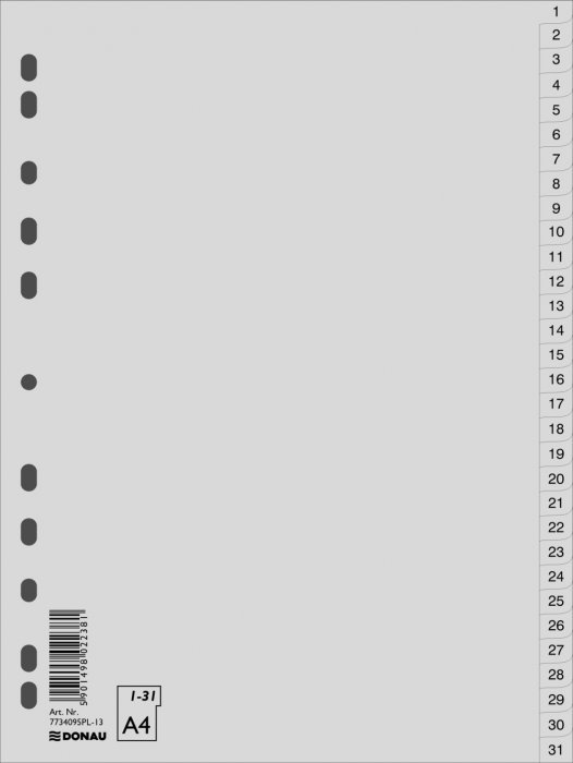 Przek.A4 1-31 PP szar.   DONAU 7734095PL-13/47143100