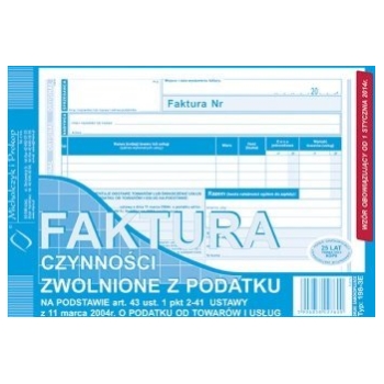 198-3E Faktura czynności zwolnione z podatku A5 (o+1k) MICHALCZYK&PROKOP