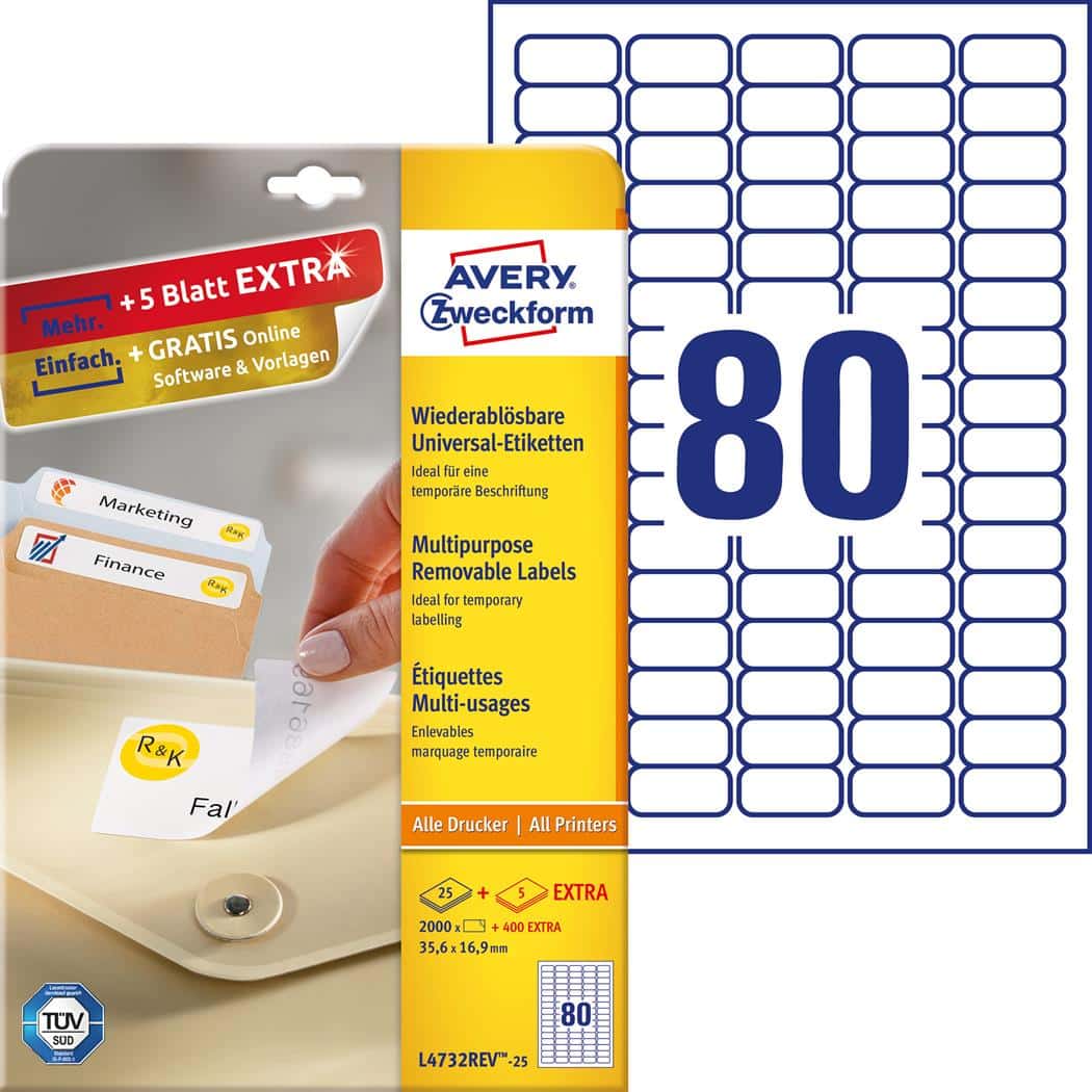 etk1480246 Etykiety uniwersalne L4732REV-25 35,6x16,9 30ark Usuwalne Avery Zweckform - obrazek 1