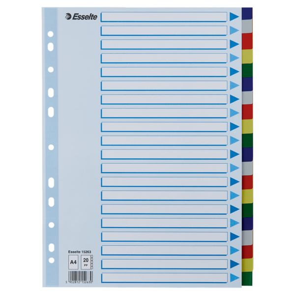 Przekładki plastikowe z PP A4 ESSELTE 20 kart 15263