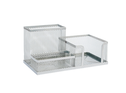 prk9105 Przybornik na biurko DOTTS siatka srebrny 205x103x98mm - obrazek 1