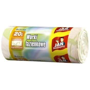 JAN NIEZBĘDNY, Worki łazienkowe, z nadrukiem, nieprzezroczyste, 20l, 20szt., białe, 32874